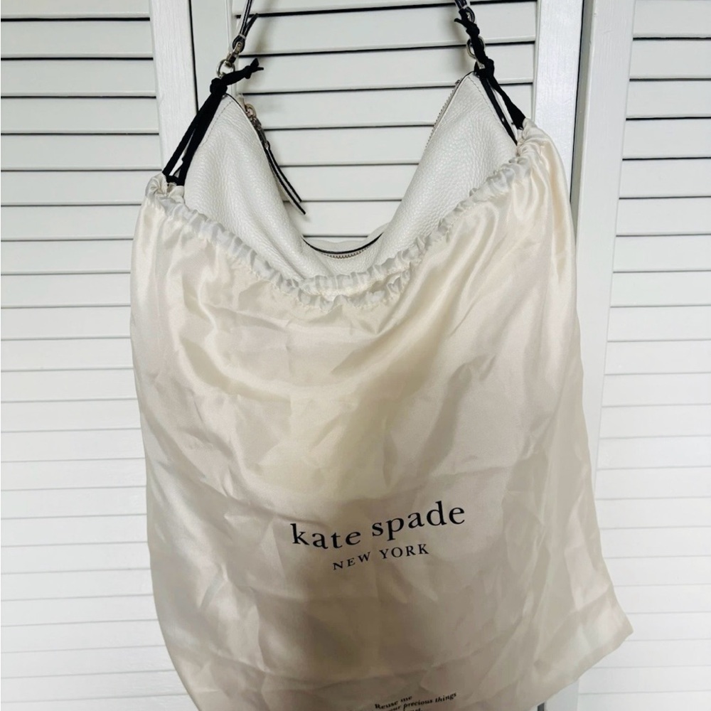 Kate Spade NY Anyday Medium Leather Shoulder Bag Parchment White & Dustbag